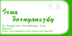 irma hornyanszky business card